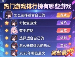 热门游戏排行榜有哪些游戏,怎么选择适合自己的,2025年哪些最火