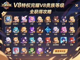 王者荣耀V8特权完整清单，王者荣耀V8贵族等级全皮肤获取攻略