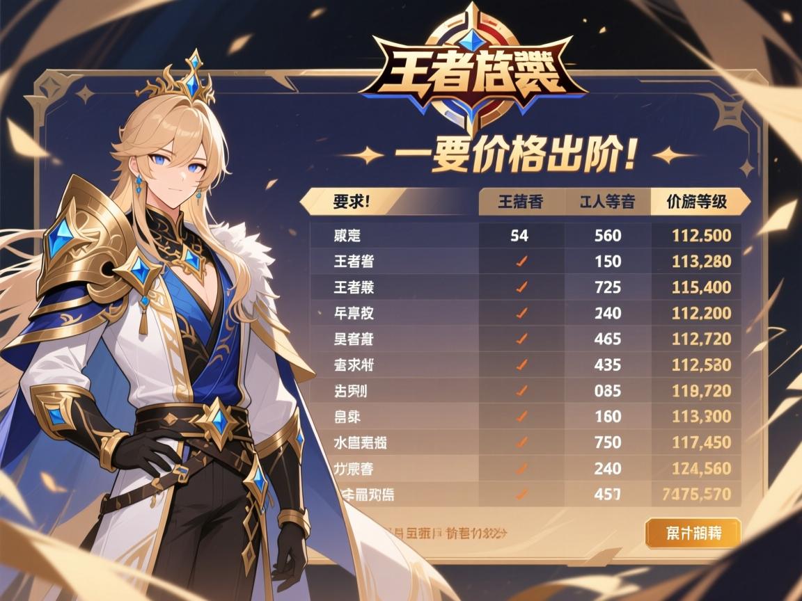 王者贵族等级价格表出炉! 王者贵族等级价格表出炉!