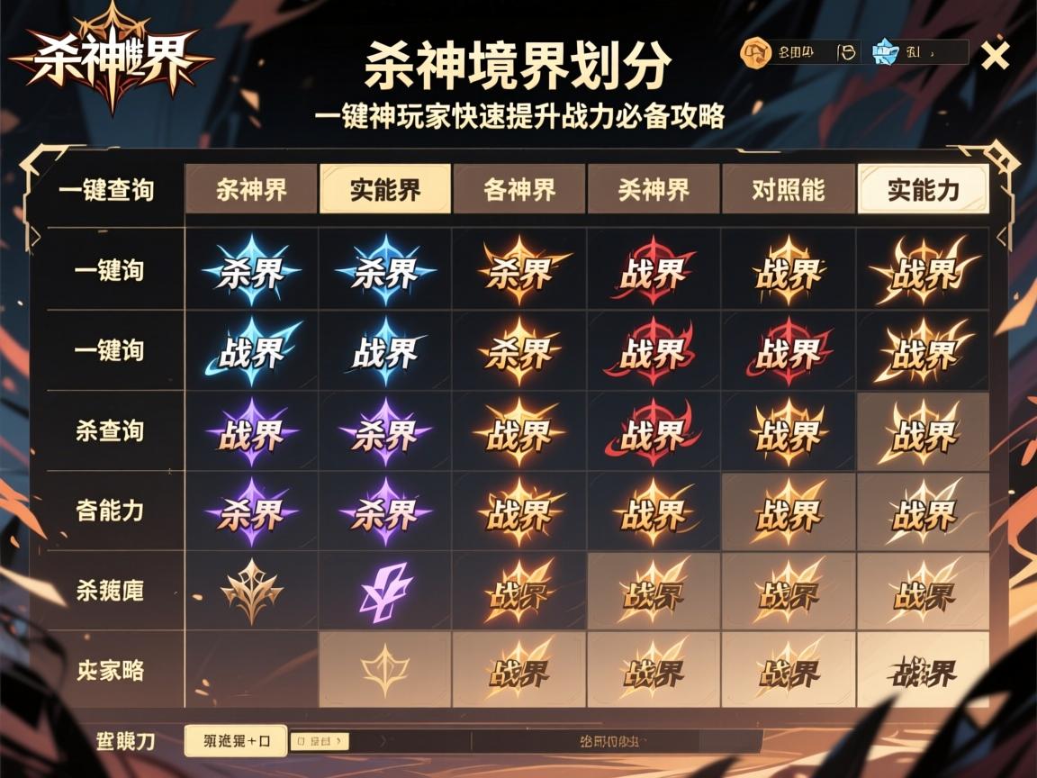 杀神境界划分与战力对照表:一键查询各境界实战能力,杀神玩家快速提升战力必备攻略 杀神境界划分与战力对照表:一键查询各境界实战能力,杀神玩家快速提升战力必备攻略